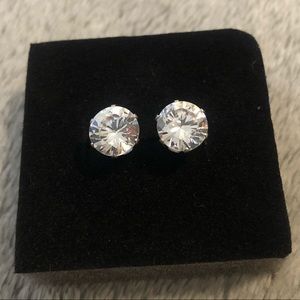 Crystal Stud Earrings In Stainless Steel Silver